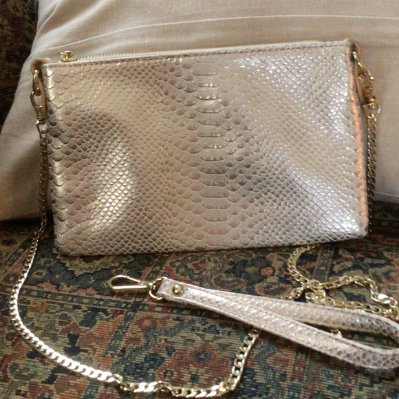 Blush Metallic Snakeprint Crossbody Wristlet from Charming Charlie - Picture 1 of 6
